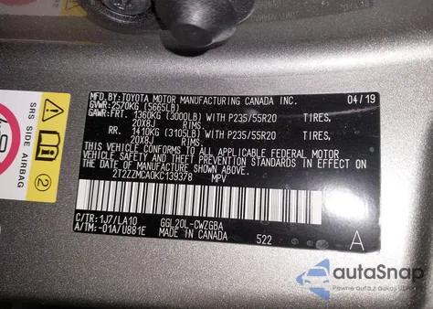 2019 Lexus Rx 350 z USA, uszkodzony, nr VIN 2T2ZZMCA0KC139378